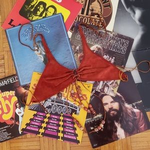 Vintage 70s Suede Leather Rust Colored Crop Top